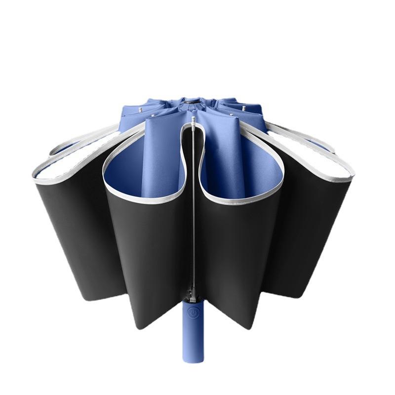 Large Reverse Automatic Folding Umbrella Color Scheme Hemming Reflective Strip Reverse Umbrella Umbrella