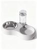 Double 2 in 1 cat bowl, night-lit auto-drinker, night water access, stable, metal food bowl