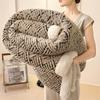 Soft Plush Double-Layer Blanket With Jacquard Winter Warmth Office Nap Bed Use