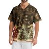 Men's Printing Short Sleeve V-neck Working Blouse Chest Pocket Carer Top