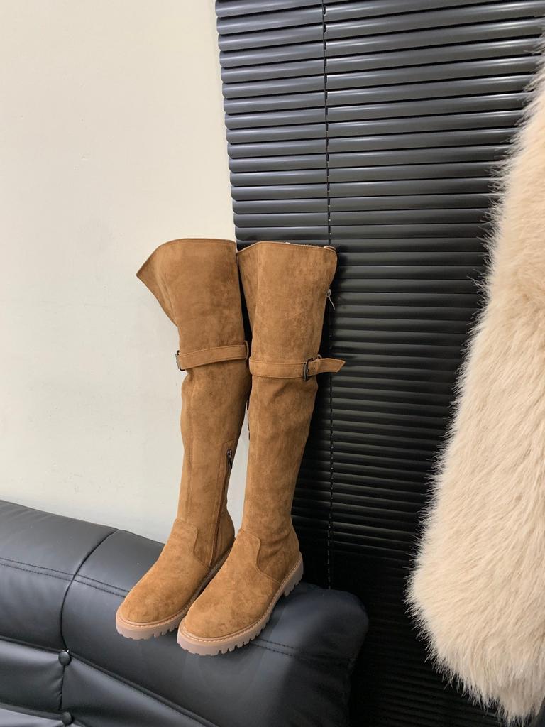 Skinny Over-Knee Boots Lamb Fur Tall Boots Snow Boots Boots Women's Boots Suede Boots Velvet Brown Snow Boots