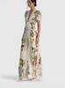 New hot-selling European and American style short-sleeved cardigan printed dress women's fashion slim dress