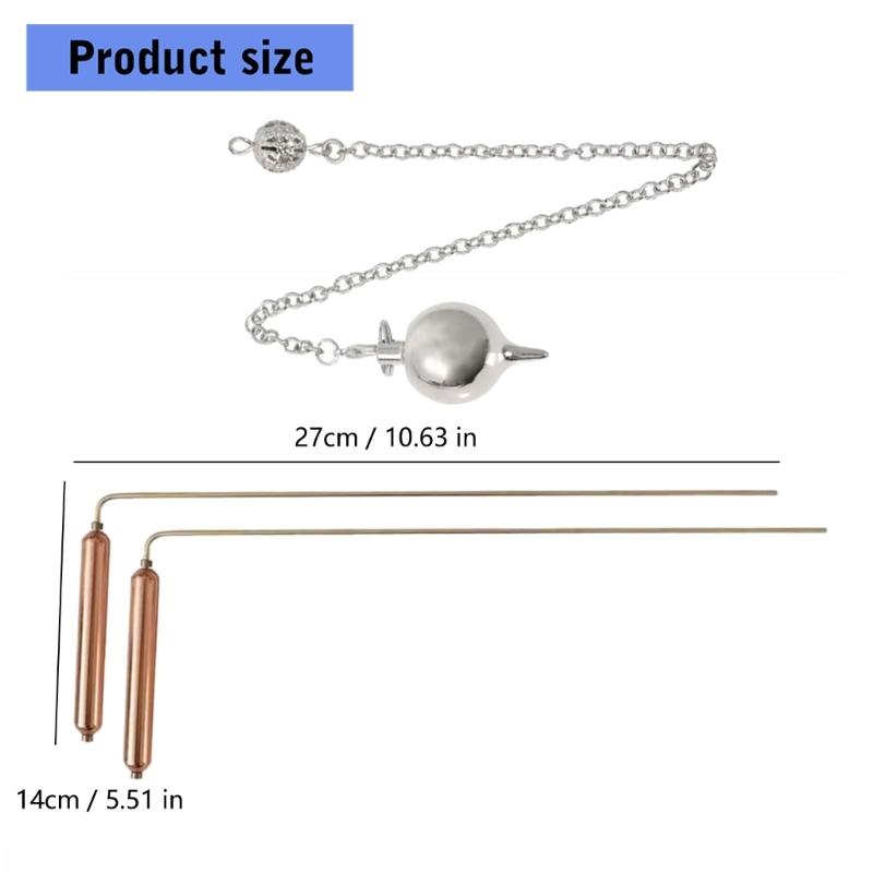 2Pcs Professional Copper Dowsing Rod,Divining Rods with Pendant Copper Divining Rod Sensitive Ground Exploration Tool