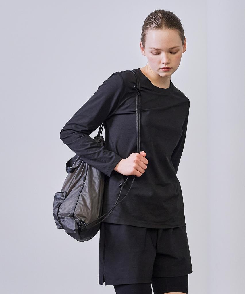 BASIC HOUSE Women'S Breathable Sorona Regular Fit Round Neck Plain Long Sleeve T-Shirt Black