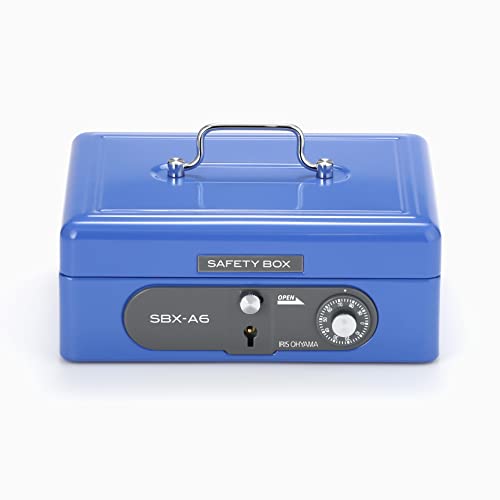 Iris Ohyama Portable Safe, Dial Lock, Double Lock, A6 Size, Compact, SBX-A6, Blue