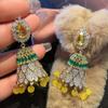 Indian Ethnic Characteristics, Personalized Style, Bells, Wind Chimes, Earrings, Colored Zircon, Fringed Earrings.