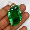 Lab Created Green Emerald 104ct 925 Sterling Silver Pendant Certified
