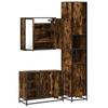 3 Piece Bathroom Furniture Set Smoked Oak Wood Based Material