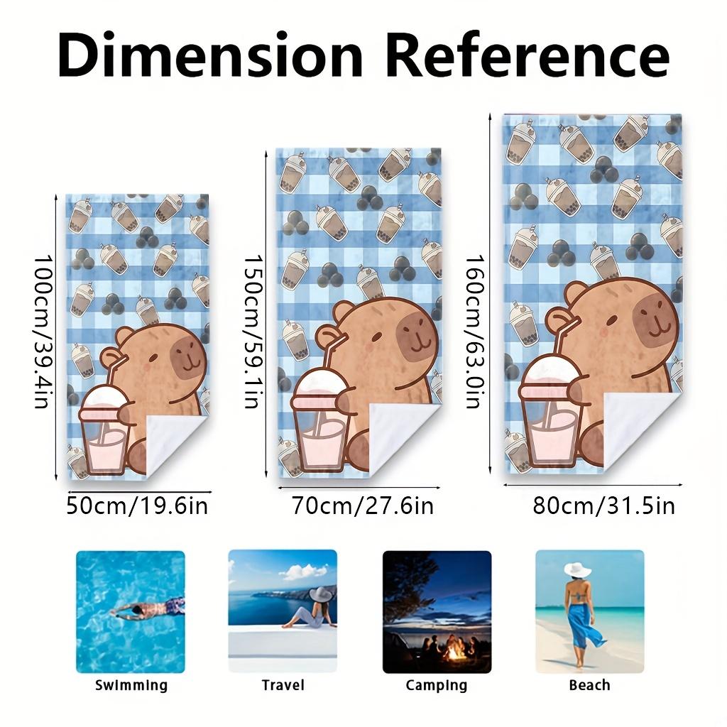 1pc Microfiber Printed Beach Towel with Bear and Milk Tea Pattern Super Absorbent & Quick-Drying | Lightweight,Soft,Beach Towel