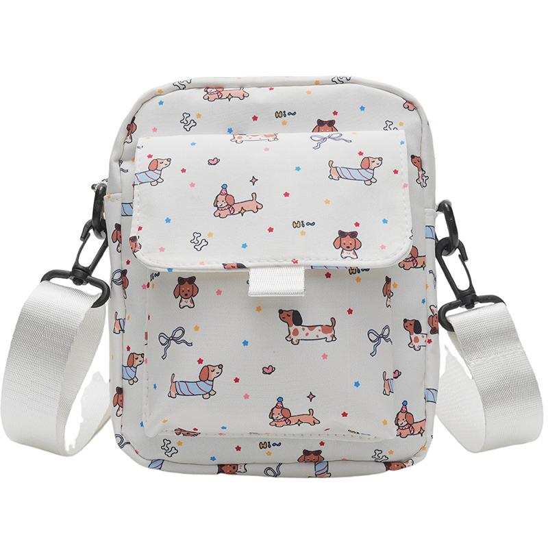 

Women Small Nylon Shoulder Bag Cartoon Dachshund Print Female Mini Crossbody Messenger Bags Girl Cute Cloth Purse Square Handbag