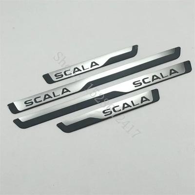 Dla Skoda SCALA   ~2025 Stal nierdzewna zewnętrzna Płyta ochronna progu drzwi Pokrywy progów Akcesoria samochodowe