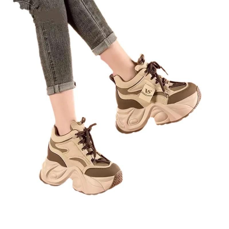 European Dad Shoes Women's Super Fire 2025 New Autumn and Winter Velvet Casual Shoes Thick-soled Small Inner Height-increasing Women's Shoes