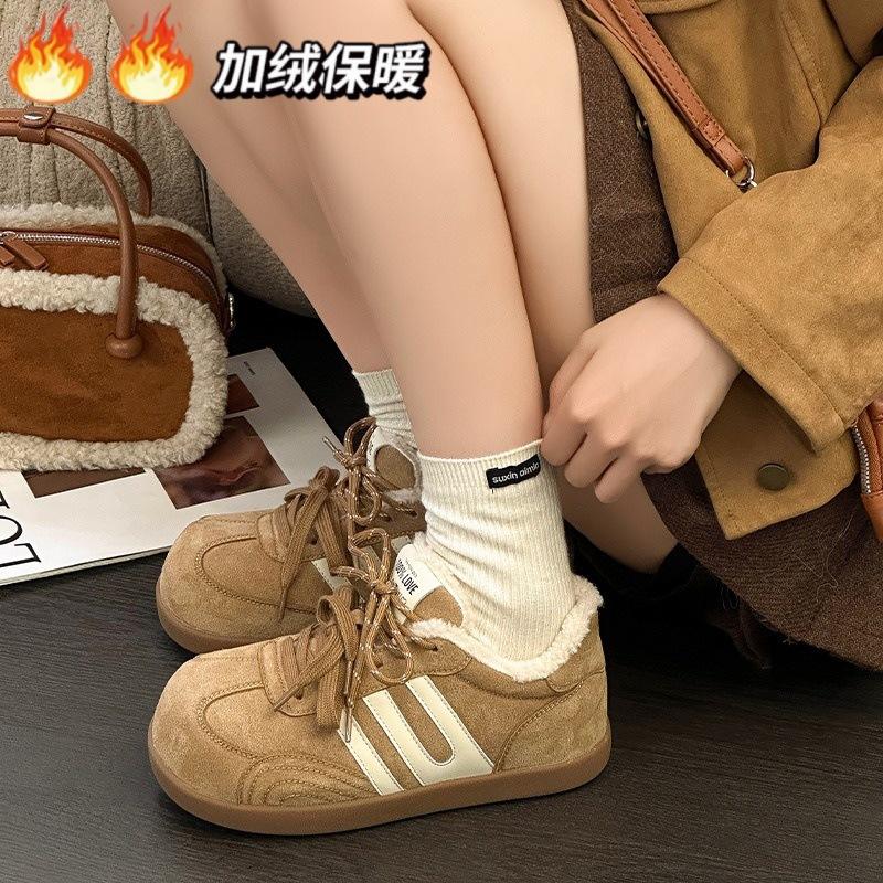 Little potato Birkenstock wool shoes 22 new winter fleece German training shoes retro platform bread shoes 35
