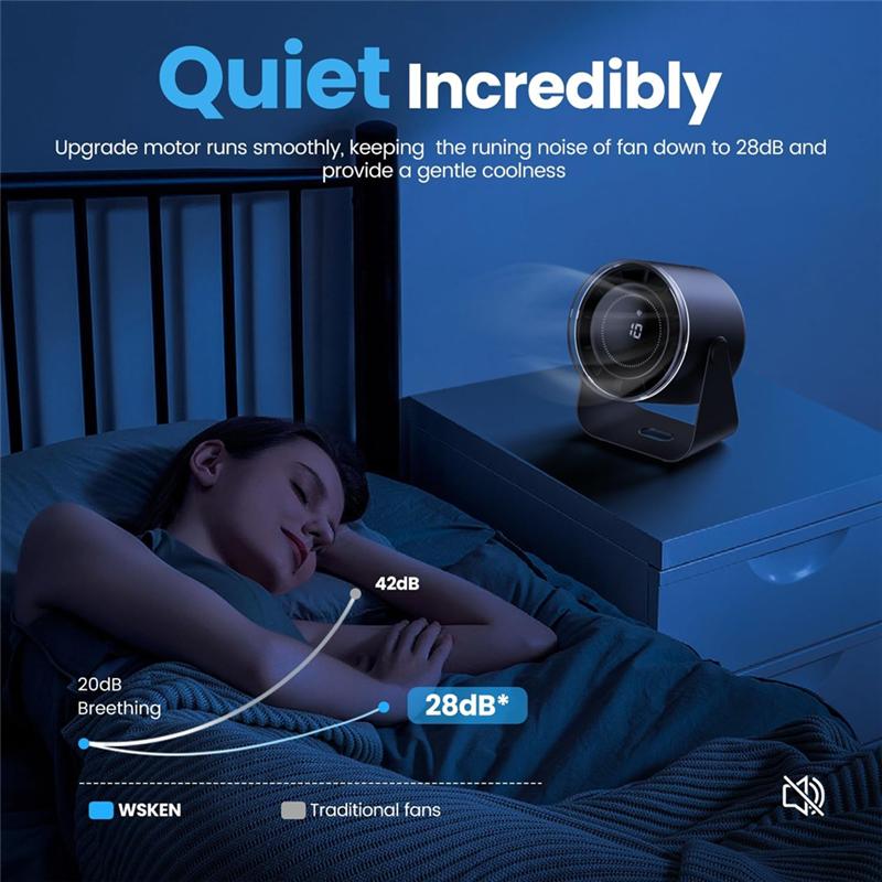 

BAAU Desk Fan With Battery Operated,Quiet Display Portable Fan For Office,Home,100 Speeds 115° Tilt Table Fan
