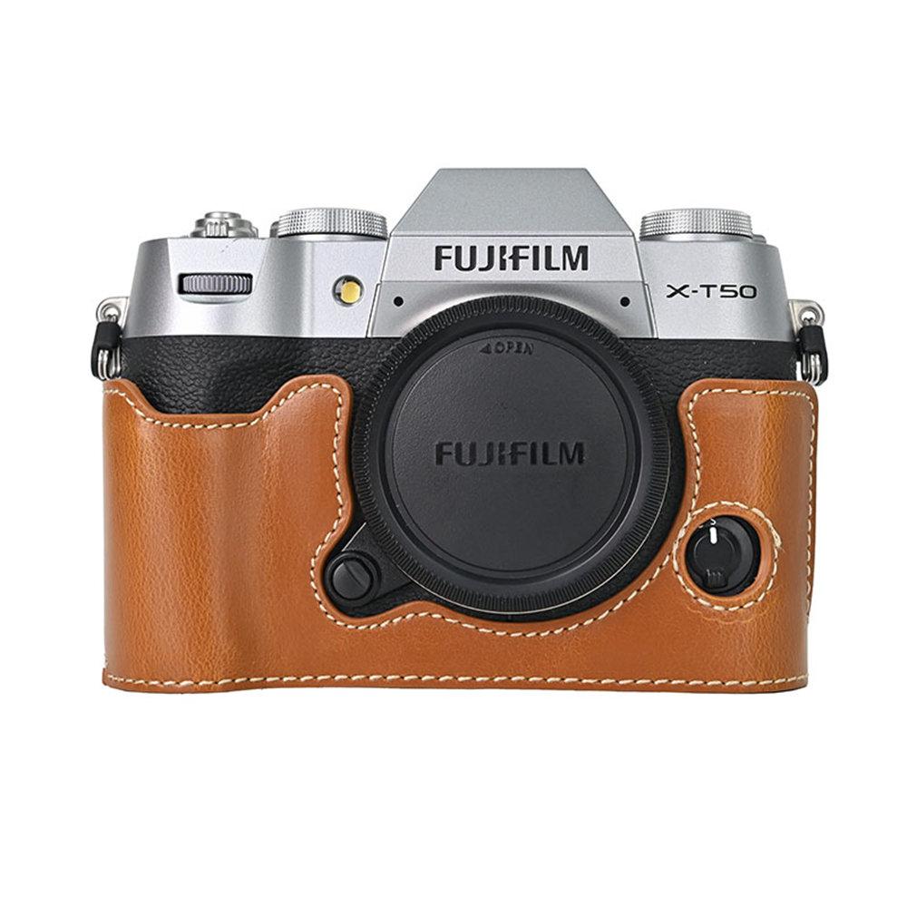 Кожаный получехол из ПУ XT50 для камеры Fujifilm XT50 Fuji X-T50 С открывающимся дном Чехол для корпуса