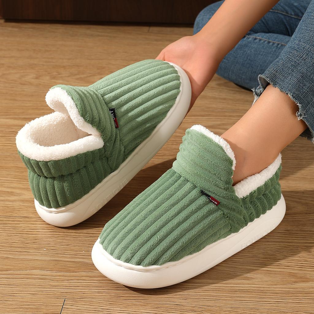 Fashion Shevalues Winter Plush Lining Slippers For Women Men Fashion Platform Slippers Cozy Home Boots Fluffy Warm Outdoor Ankles Shoes