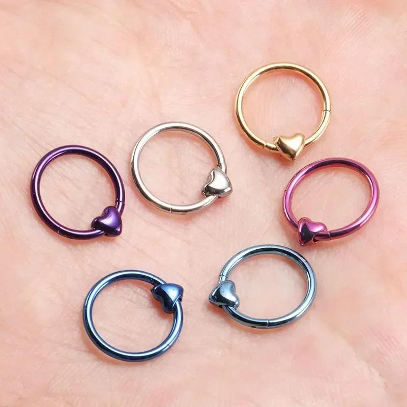 ASTM F136 Titan Herz Clicker Septum Piercing 16G Daith Helix Ohrring Piercing Neue Nasenringe Anodierter Körperschmuck