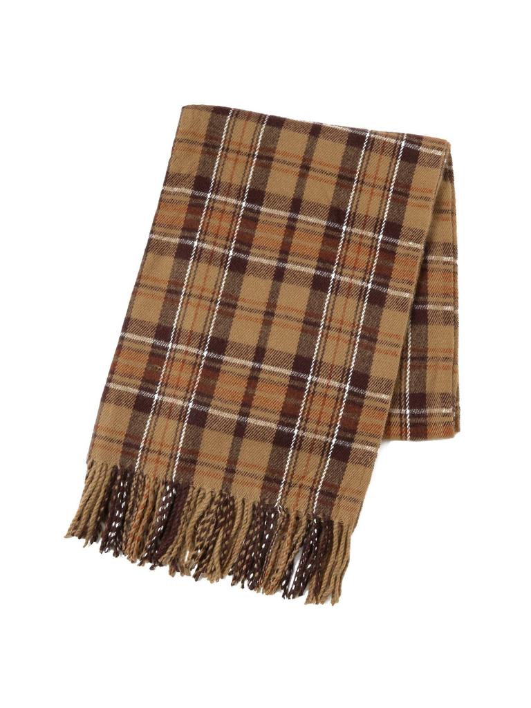 Beams Heart Check Pattern Large Scarf Women's Brown 2 Free