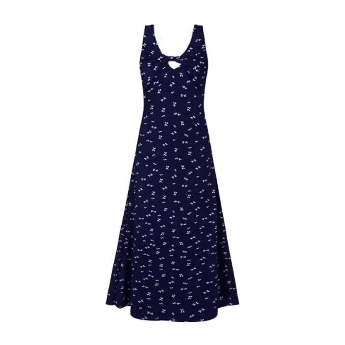 Summer French blue lace neck v-neck suspender dress women s new floral hip-wrapped dress S