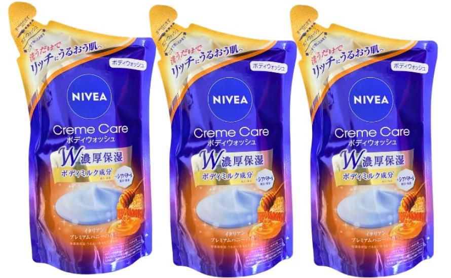 NIVEA Body Wash Italian Premium Honey Refill 360ml x 3-Pack (NIVEA Body Soap Refill)