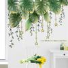 2 Sheets Tropical Green Leaves Wall Stickers Self-adhesive Wall Decal Murals Wallpaper For Home Living Room Decoration