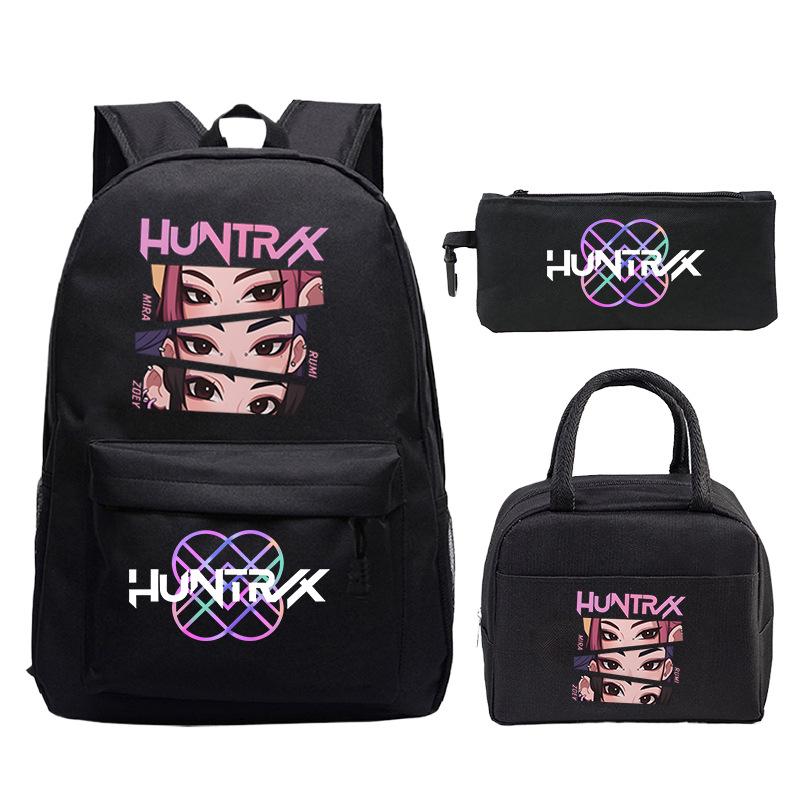 Demon Hunters Printed Children's Backpack Three-piece Campus Fashion Primary and Secondary School Students Large Capacity School Bag