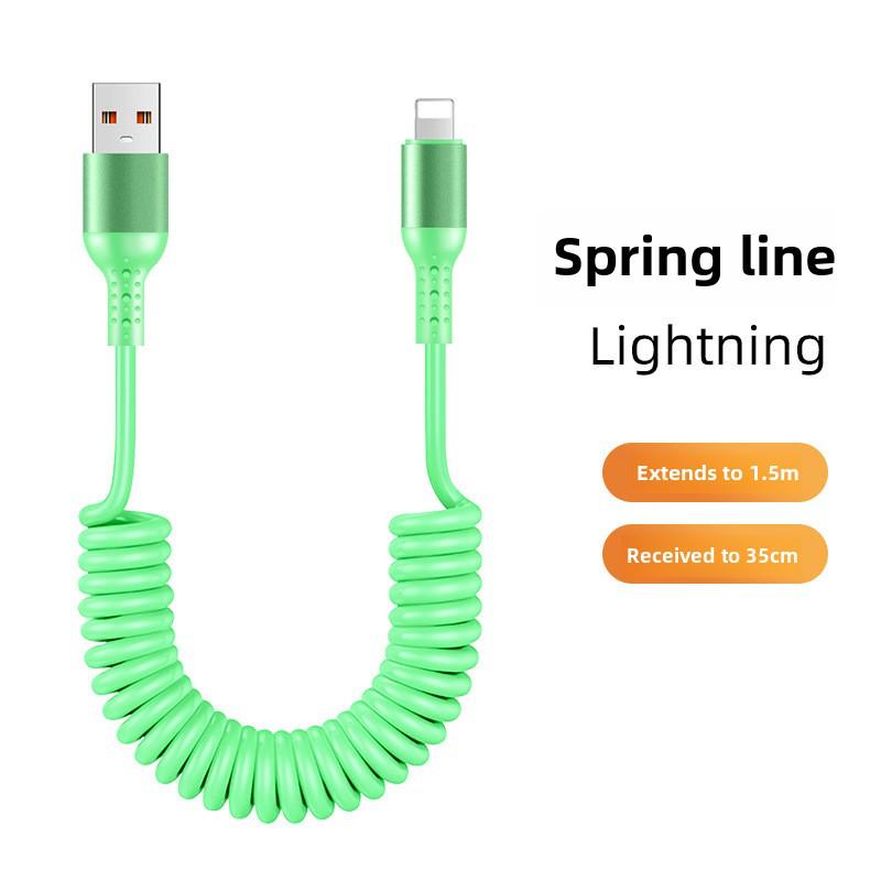 6A Kabel do CarPlay Sprężynowy Wyciskany 6A do Super Szybkiego Ładowania, Kompatybilny z Urządzeniami Huawei i Apple 14.