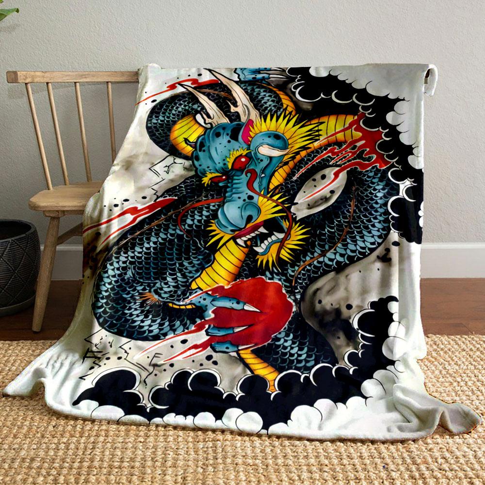

Chinese Dragon Pattern Blanket bedroom Blanket for Livingroom Couch lunch break Soft throw for Friend s festival Gift 80cm x 120cm
