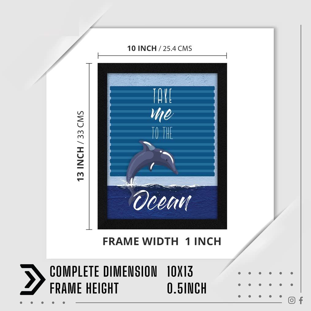 Motivational Quote Take Me To The Ocean Wall Frame Art Painting, Multicolor, Motivational, 10 X 13 Inches, Set of 1