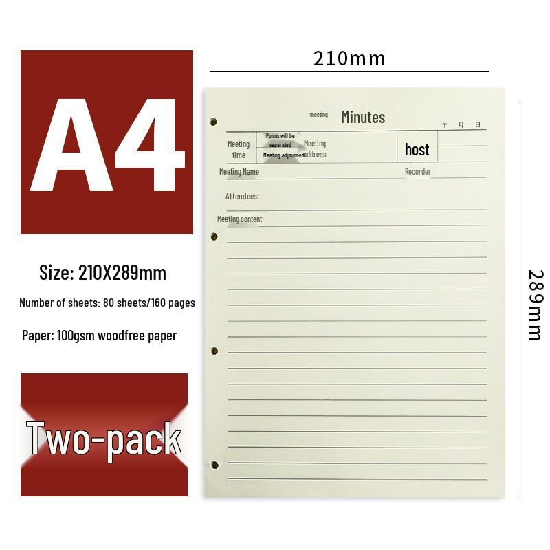 A4 Loose-leaf Meeting Notebook - Business Notepad for Minutes & Work Plan Notes
