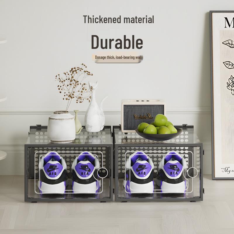 Stackable Transparent Shoe Storage Box - Plastic Dustproof Cabinet for Basketball Shoes