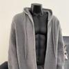 American Trendy Brand Solid Color Hooded Knit Cardigan