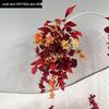 Red Floral Wedding Stage Backdrop with Artificial Flower Rows