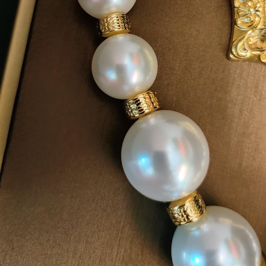 Vintage diamond-encrusted pearl necklace stud fashion set, retro natural light luxury copper plated with real gold