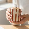 Hand-Painted Retro Striped Coffee Cup Tea Cup Latte Mug for Milk Coffee Juice Latte Hot Cold Drinks Christmas Gift Drinkware