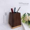 Nordic Black Walnut Wood Pen Holder and Storage Box for Office or Student Desk
