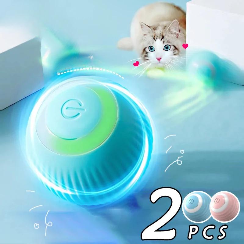 2 STÜCK Katze Interaktiver Ball Indoor Automatischer Rollender Magischer Ball Intelligentes Katzenspielzeug Elektronisches Interaktives Katzenspielzeug Katzenspiel Zubehör