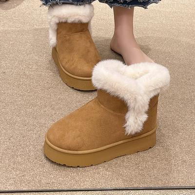 Winter New Thick-soled Velvet Thickened Snow Boots for Women, Large Size Warm Towel, Short Boots, Cotton Shoes for Women