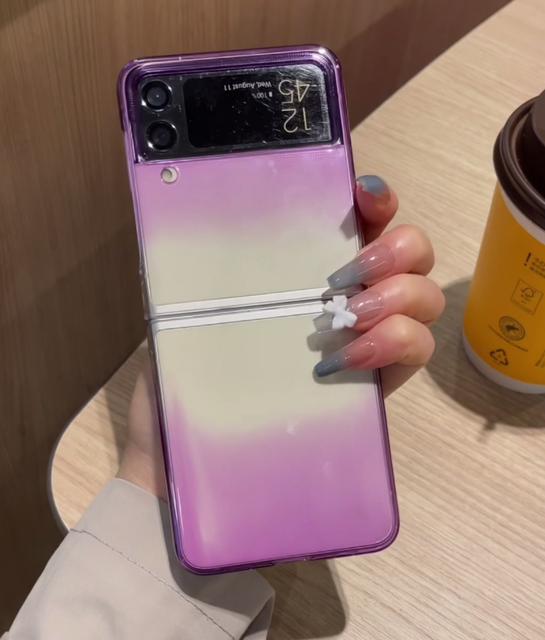 Für Samsung Galaxy Z Flip 4 3 5g Fall Farbverlauf Bunte Transparente Stoßfest Anti-Drop Schutz Harte Rückseite Abdeckung Zubehör