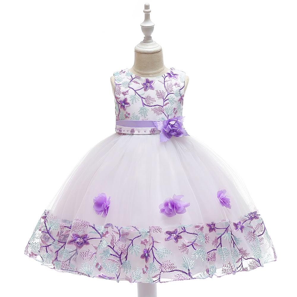 Summer Kids Girl Dress Embroidery Flower Girls Dresses Children Princess Prom