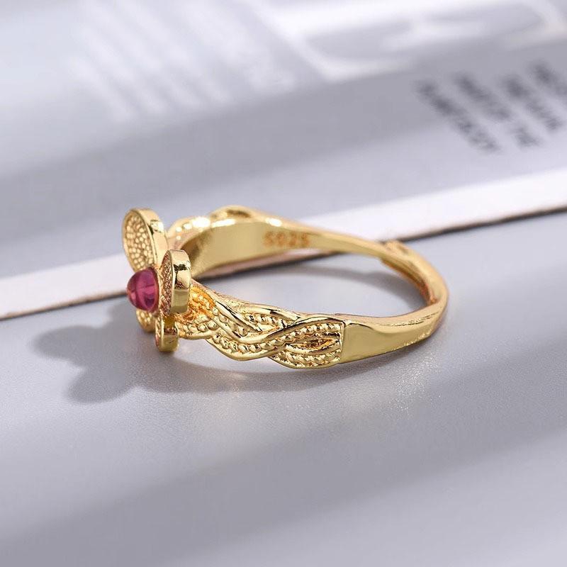 Elegant Rose Pink Butterfly Ring For Women Stylish Adjustable Fashionable Copper Jewelry