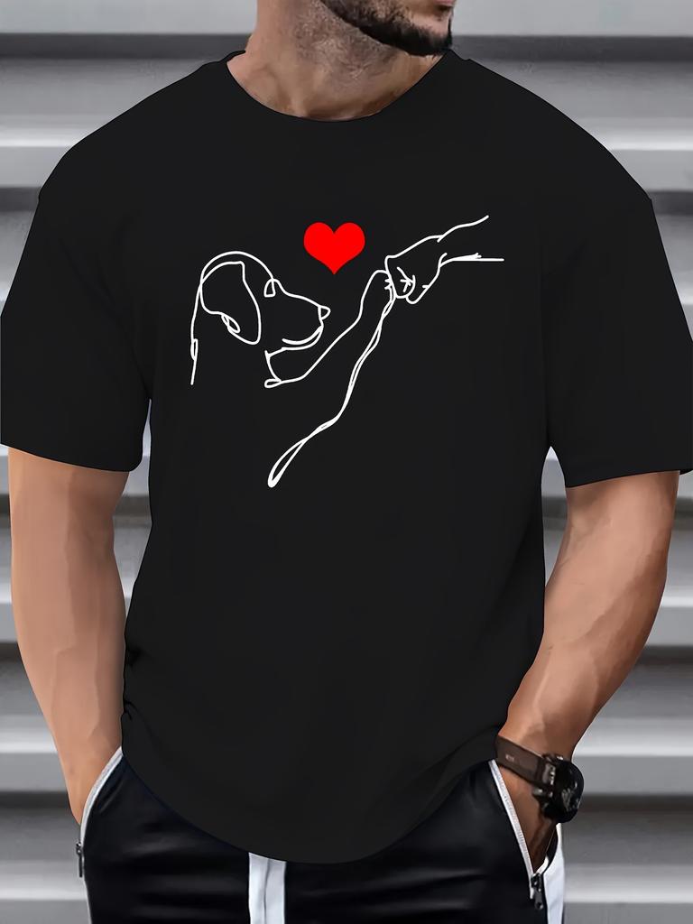 Black 100 Cotton Tshirt Men Soft Breathable Comfortable Ideal Top Daily Wear Outdoor Excursions Casual Roundneck Pet Lovers