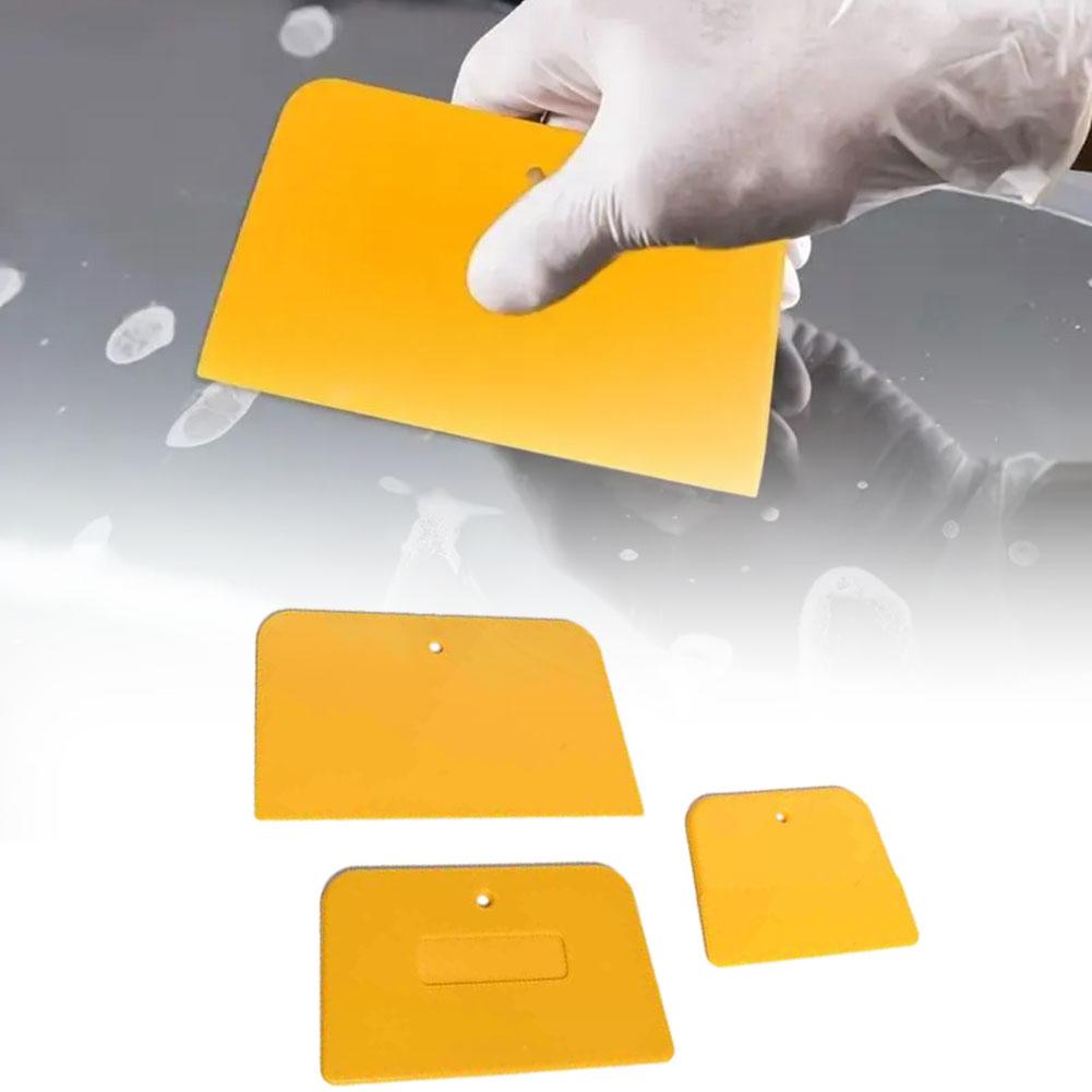 3Pcs Plastic Film Scraper Remove Air Bubbles Hard Soft Trapezoidal Plastic Scraper Automotive Bodywork Painting Putty Scraper