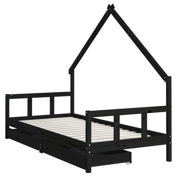 VidaXL Cadre de Lit pour Enfants avec Tiroirs, Lit Simple avec Sommier à Lattes, Meuble de Chambre à Coucher, Scandinave, 834554
