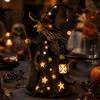 Halloween Party Props Witch Lamp, Light Up Figurine with Broom And Lantern, Gothic Resin Table Decor Spooky Night for Tabletop Indoor Home Mysterious