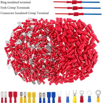 25-300Pcs Electrical Insulated Wire Connectors Kit - Spade, Ring, Butt, Quick Disconnect, Forks Connector -Crimp Cable Terminals