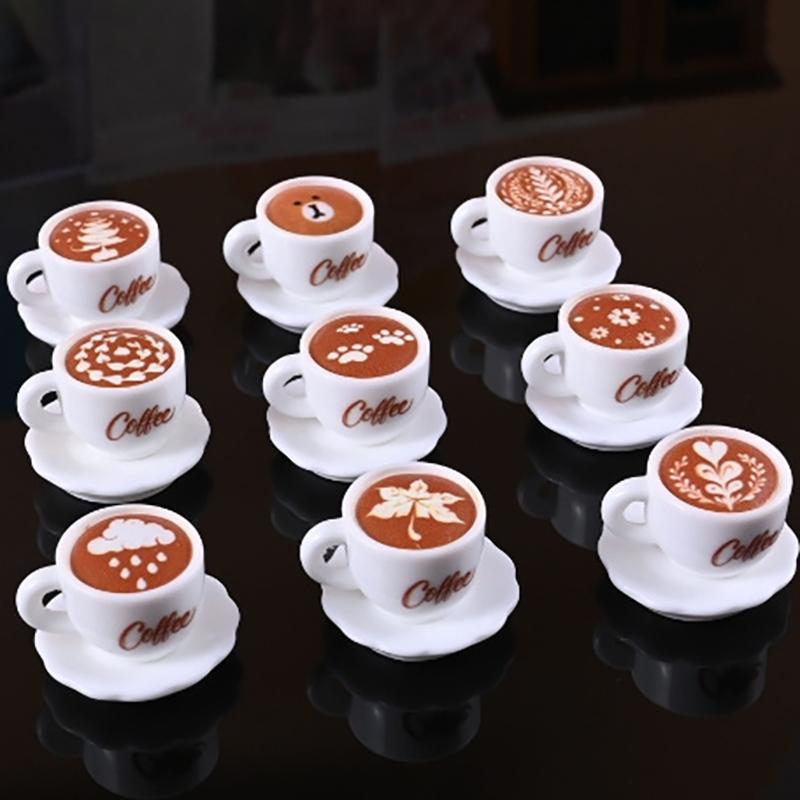 10Pcs Dollhouse Diy Accessories Resin Kawaii Simulation Mini Coffee Cup For Miniature Kitchen Craft Food Toy