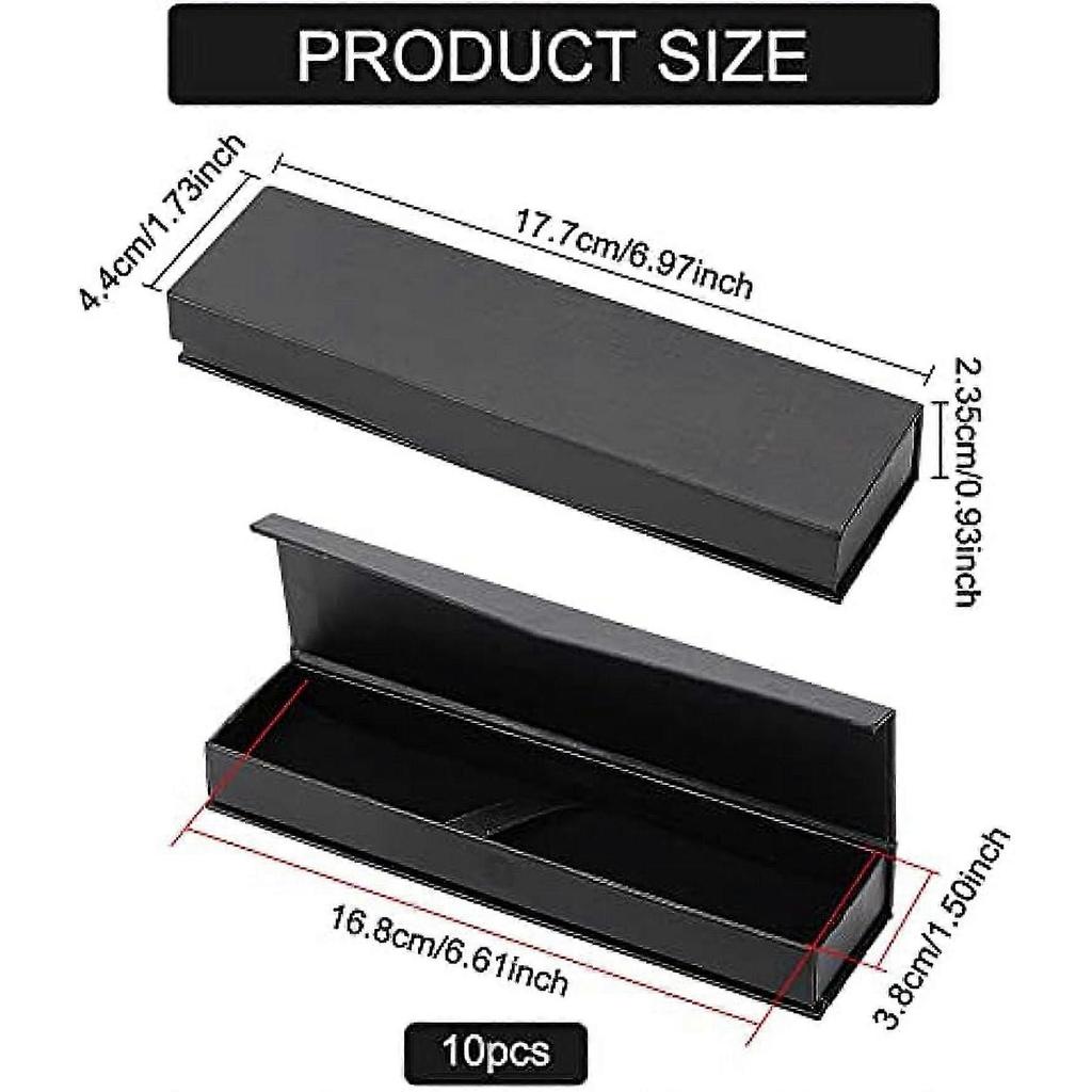 10pcs Black Ballpoint Pen Gift Box with Magnetic Closure Long Necklace Cardboard Case for Watches