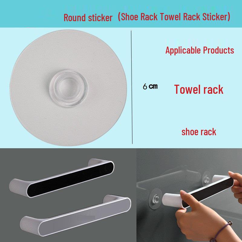 Multi-layer Adhesive Wall-Mount Storage Rack with Transparent Hooks for Bathroom
