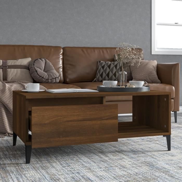 821059 vidaXL Coffee Table Brown Oak 90x50x36.5 Cm Engineered Wood